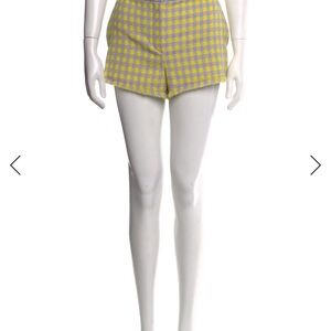 Versace High Waist Yellow and Gray Checkered Shorts